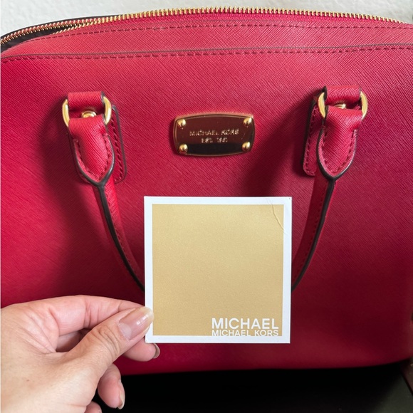 Authentic Michael Kors Saffiano Leather Red Satchel Bag - Picture 6 of 7